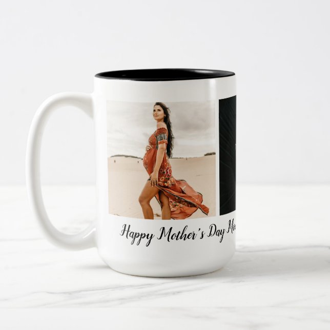 Mothers Day First Time Mom Baby Photo Two-Tone Coffee Mug (Left)