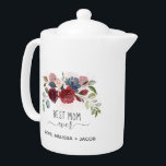 Mothers Day Floral Best Mom Ever Personalised Teapot<br><div class="desc">Mother's Day teapot a mom would love. This Best Mom Ever teapot featuring modern script typography and burgundy floral design makes a perfect gift for mom this year

Add a name by clicking the "Personalize" button</div>