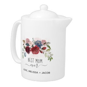 Mothers Day Floral Best Mom Ever Personalised Teapot