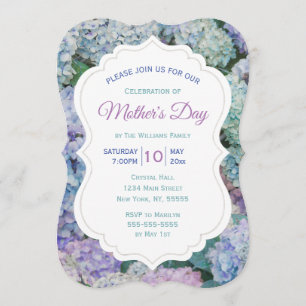 Mother's Day Floral Blue Hydrangea Party Invitation
