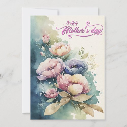 Mothers day floral  botanical holiday card