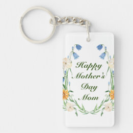Mother's Day Floral Botanical Rustic Greenery Keychain