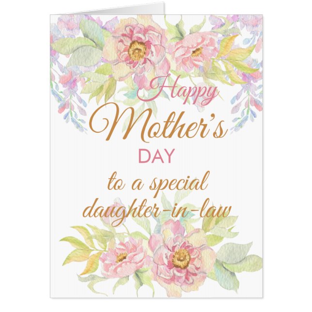 Mother's Day Floral Daughter In Law Jumbo Card (Front)