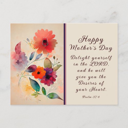 Mothers Day Floral Garden Bible Verse Postcard