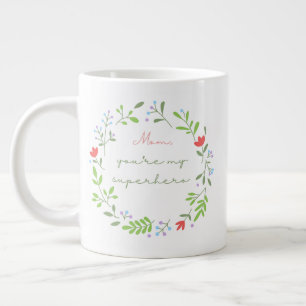 Mother's day floral green superhero mom giant coffee mug