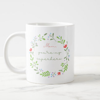 Mother's day floral green superhero mom giant coffee mug