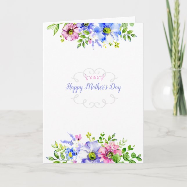 Mother's Day Floral Greeting Card (Optional Photo) (Front)