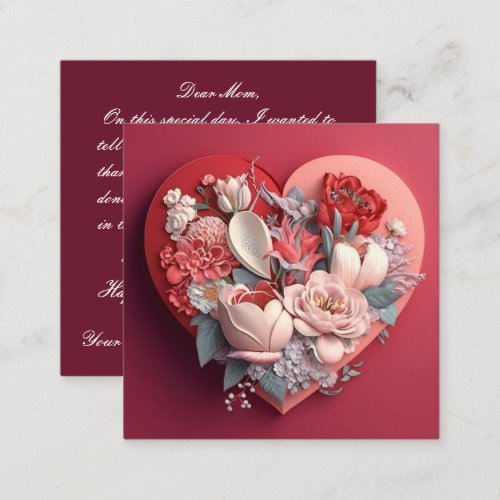 Mothers Day Floral Heart Note Card