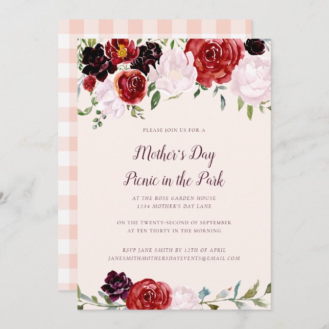 Mother's Day Floral Invitation (Front/Back)