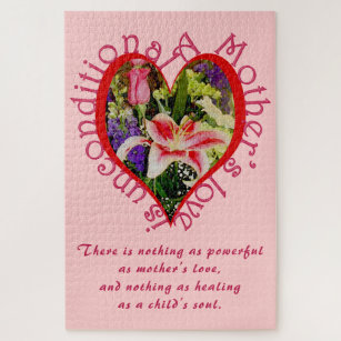 Mother's Day Floral Love Unconditional Poem Large Jigsaw Puzzle