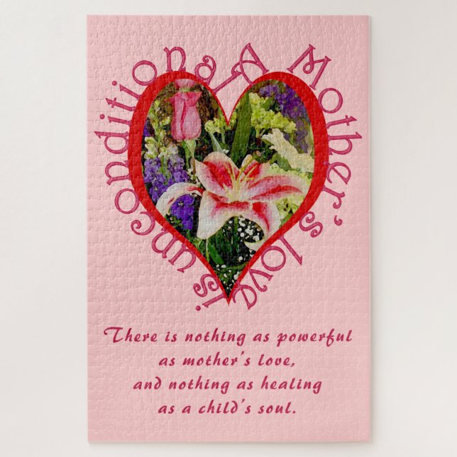 Mother's Day Floral Love Unconditional Poem Large Jigsaw Puzzle (Vertical)