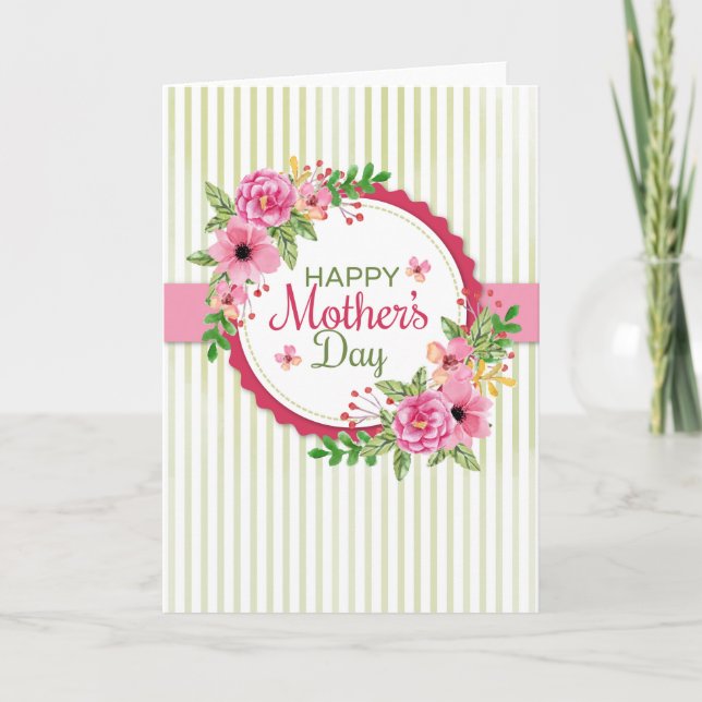 Mother's Day Floral (Optional Photo) Card (Front)