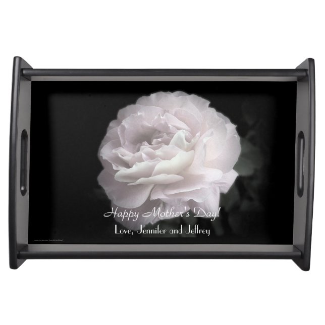 Mother's Day Floral Pale Pink Rose, Names,  Serving Tray (Front)