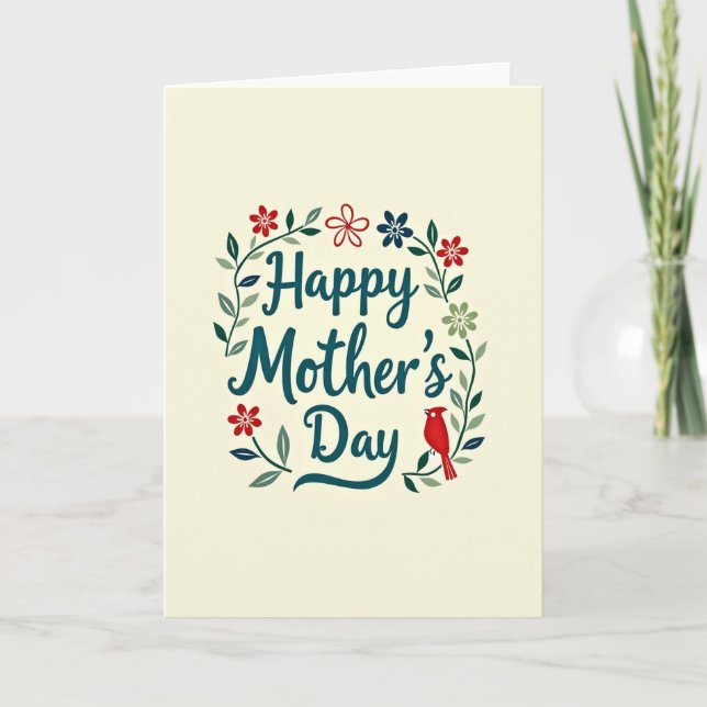 Mothers Day Floral Wishes Card (Front)