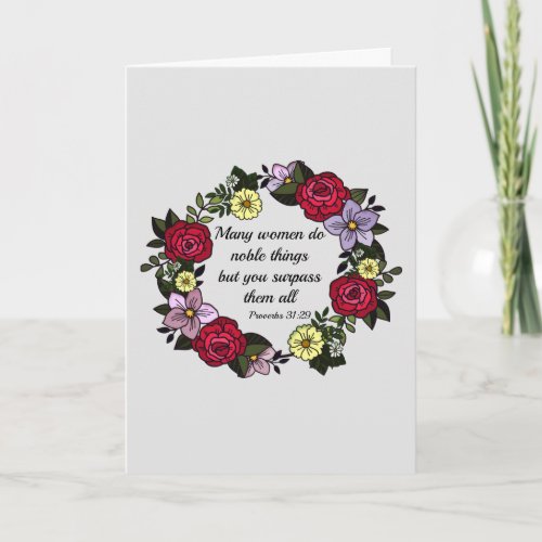 Mothers Day Floral Wreath and Bible Verse Card