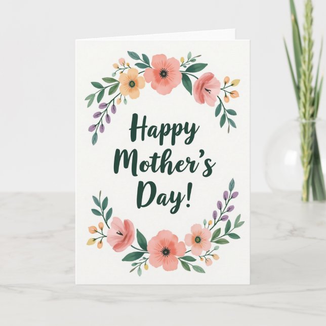 Mothers Day Floral Wreath Card (Front)