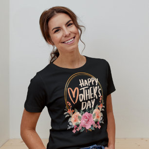 Mothers Day Floral Wreath Happy Mothers Day T-Shirt