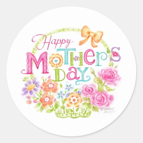 Mothers Day Flower Basket Stickers