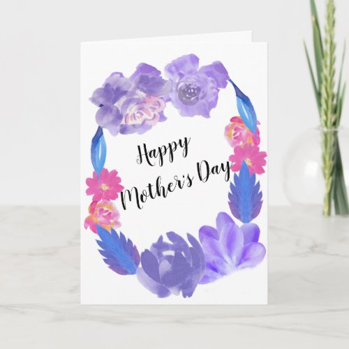 Mothers Day Flower Blue Floral Custom Design Card