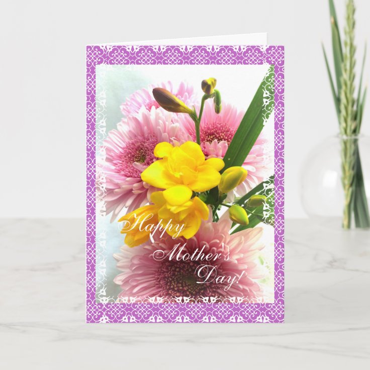 Mother's Day flower bouquet Card Zazzle