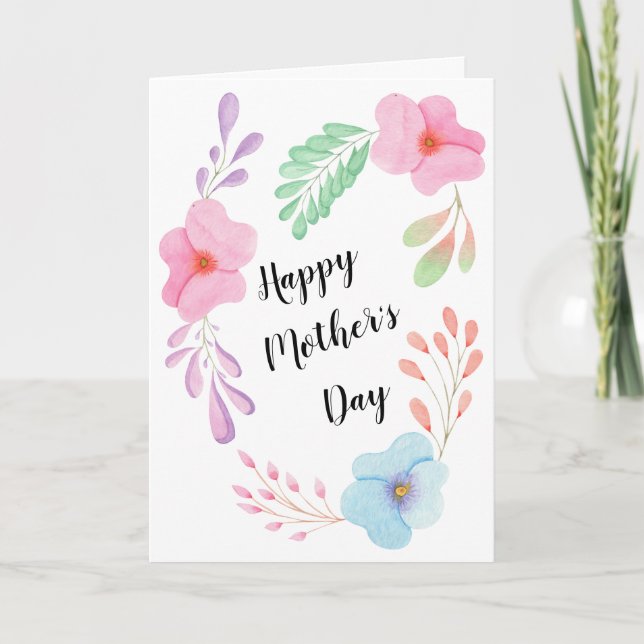 Mother's Day Flower Floral Custom Design Pretty Card (Front)