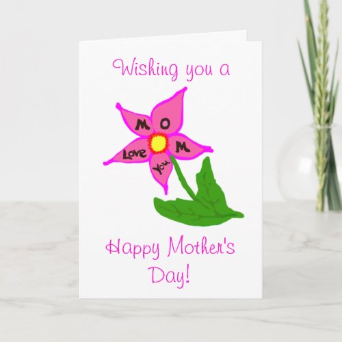 Mothers Day Flower Love You Message Card