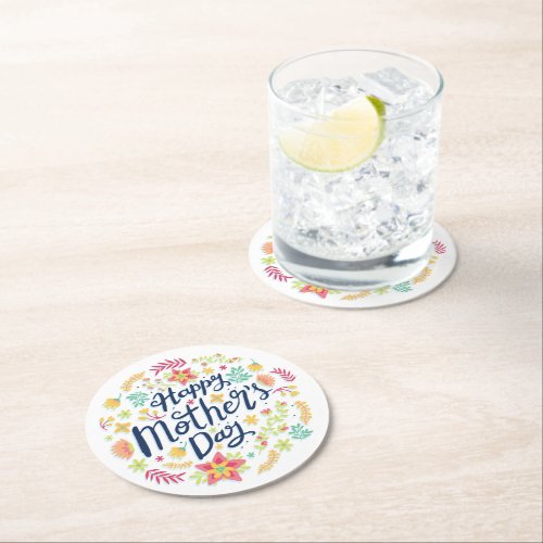 Mothers day flower round paper coaster