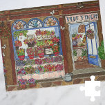Mother's Day Flower Shop Watercolor Jigsaw Puzzle<br><div class="desc">This Mother's Day themed Blue Finch Flower Shop Storefront jigsaw puzzle features original artwork of a cute flower store full of beautiful, blooming Spring flower arrangements. Inspired by old town shops, this puzzle is a watercolor painting created for the May page in a Seasonal Storefronts calendar I created. Full of...</div>
