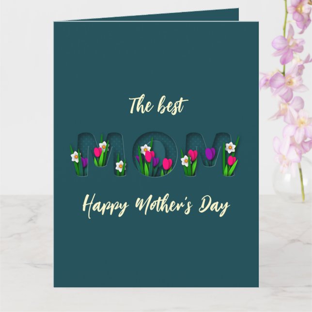 Mother's Day Flower Themed Stylish Custom Poem Card (Orchid)