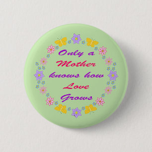 Mothers Day Flowers and Butterflies Button