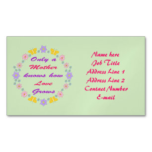Mothers Day Flowers and Butterflies Custom Business Card Magnet