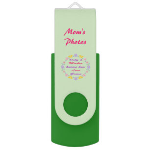Mothers Day Flowers and Butterflies Custom Message Flash Drive