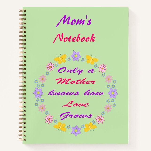 Mothers Day Flowers and Butterflies Custom Notebook (Front)