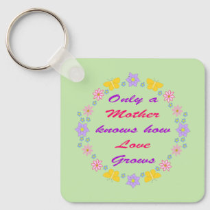 Mothers Day Flowers and Butterflies Double Sided Keychain
