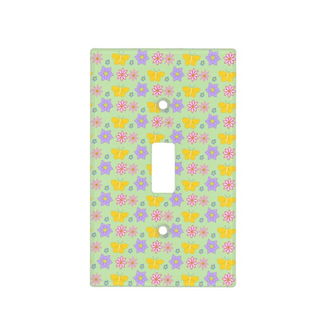 Mothers Day Flowers and Butterflies Patterned Light Switch Cover (Front)