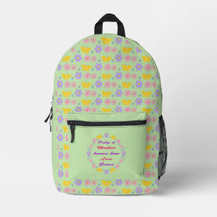 Mothers Day Flowers and Butterflies Printed Backpack