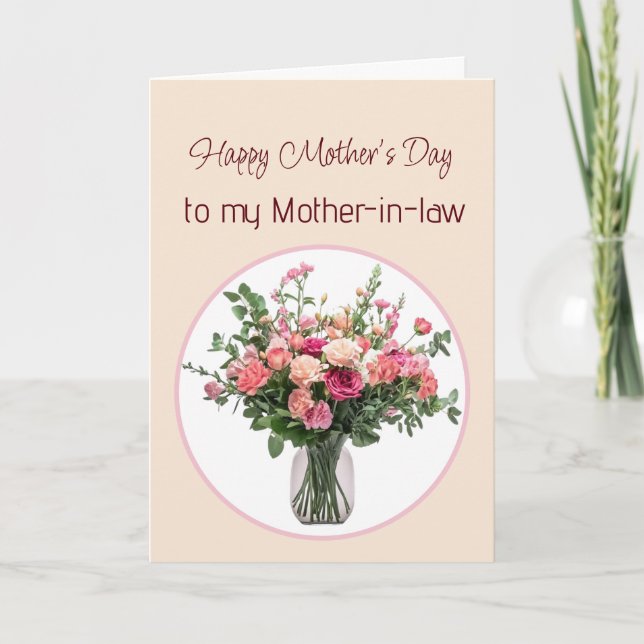 Mother's Day Flowers Bouquet for Mother-in-law Card (Front)