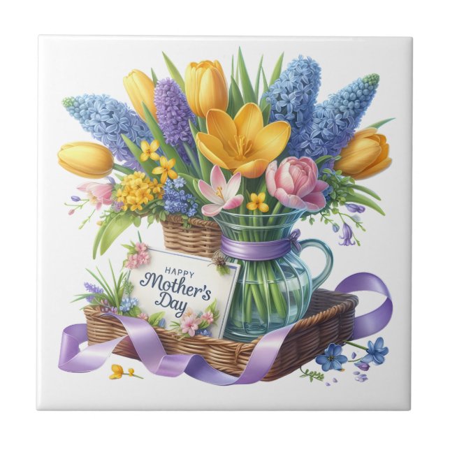 Mothers Day Flowers Ceramic Tile (Front)