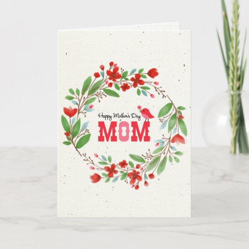 Mothers Day Flowers Cute Bird Bible Blessing Holiday Card