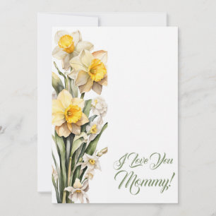 Mother's Day Flowers Daffodils Watercolor Holiday Card