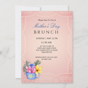 Mother's Day Flowers In A Cup Invitation