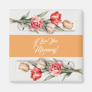 Mother's Day Flowers Tulips Watercolor.  Magnet