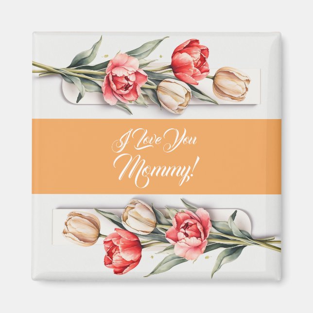 Mother's Day Flowers Tulips Watercolor.  Magnet (Front)