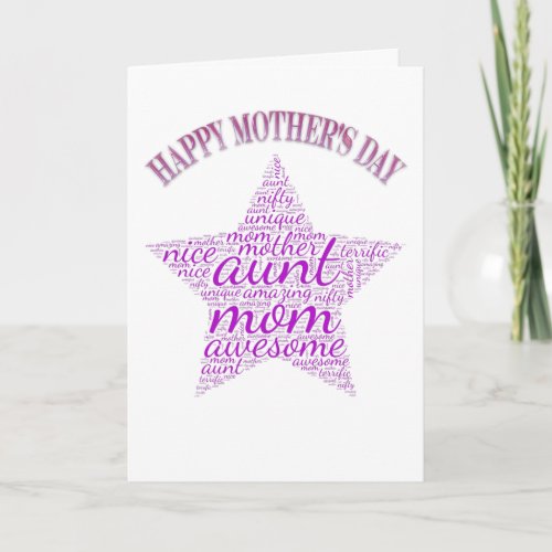 Mothers Day For An Aunt Word Fun Card