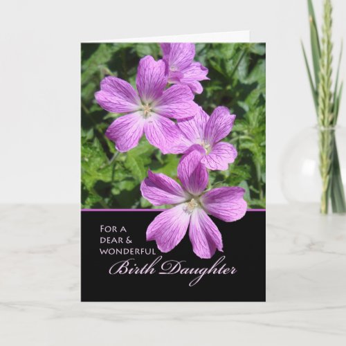 Mothers Day for Birth Daughter Geraniums Card