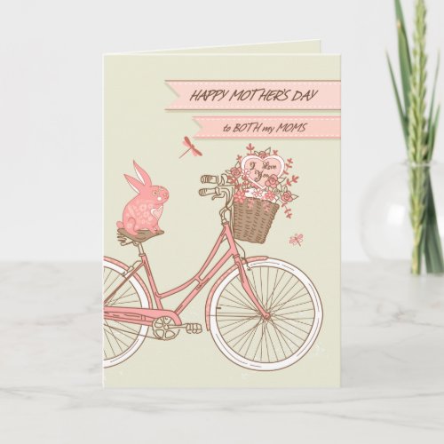 Mothers Day for Both Moms Bicycle with Flowers Card