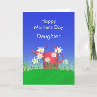 Mothers Day for Daughter Daisies and Watering Can Card