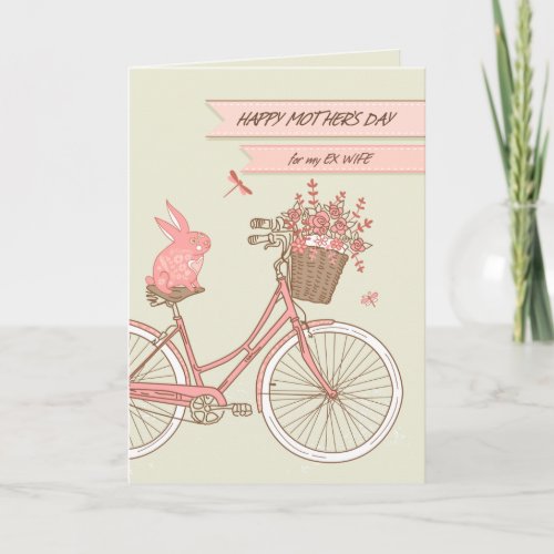 Mothers Day for Ex Wife Retro Bicycle Flowers Card