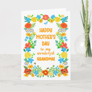 Mothers Day For Grandma with Pretty Floral Border Card