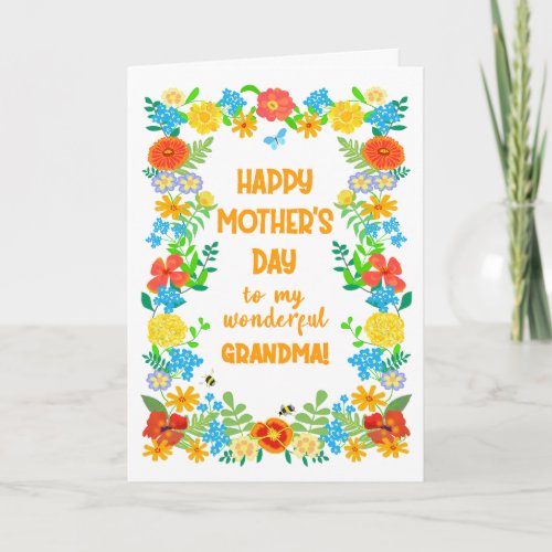 Mothers Day For Grandma with Pretty Floral Border Card